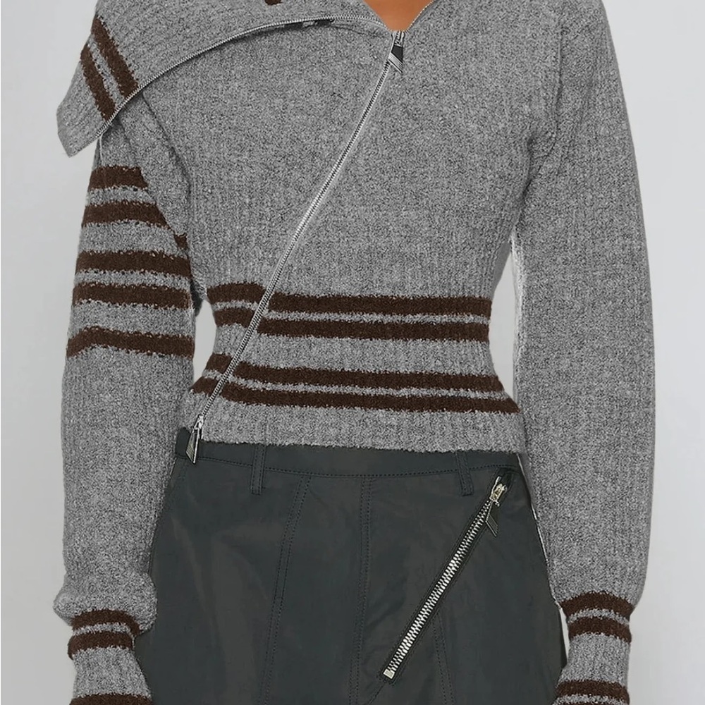 Innovare Gray and Brown Asymmetrical Sweater
